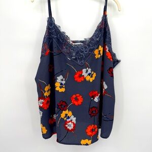 One Eleven North‎ Women’s Cami Size 3XL Gray Floral Print Lace Detail Feminine